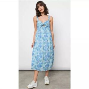 Rails Women SERAFINA AZURE WALLFLOWER Floral Midi Linen Dress Blue NWT Sz small